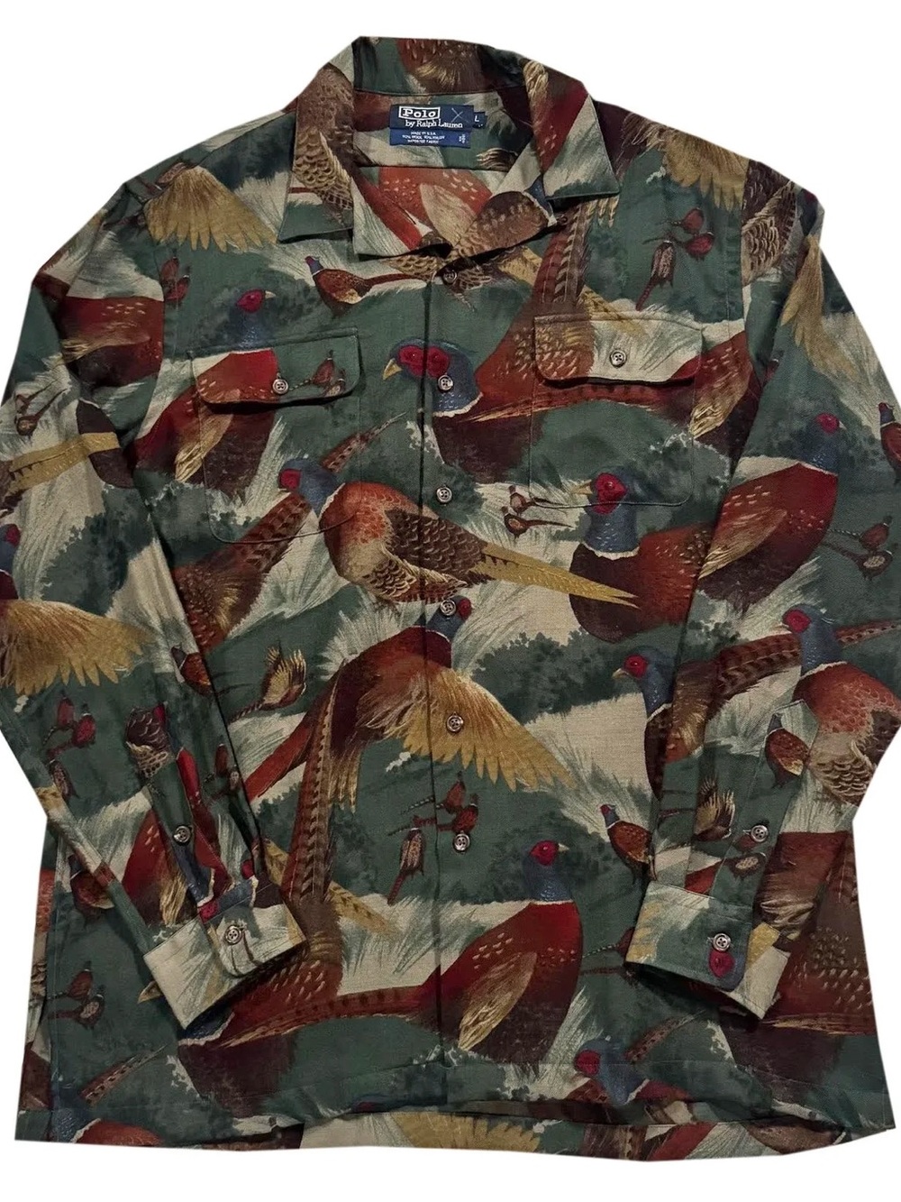 Vintage Polo Ralph Lauren Duck Print Button Down Shirt (Size L)